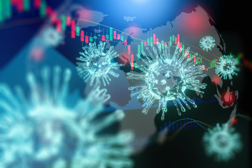 Obraz premium Coronavirus Disease Effect to Global Stock Market and Economic, Financial Investment Crisis From Coronavirus Pandemic and Falling Down of Global Stock Markets. World Economy Downturn With Coronavirus