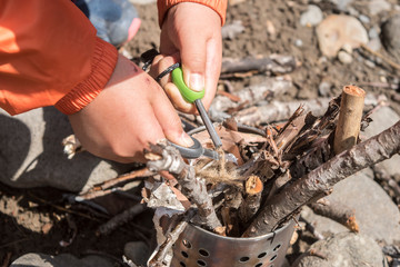 焚き火、ブッシュクラフト