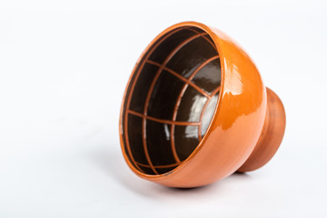 empty decorative bowl for shaving foam isolated on white background, close view, barbershop concept 