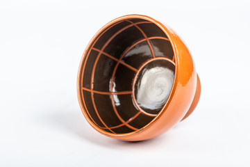 empty decorative bowl for shaving foam isolated on white background, close view, barbershop concept 