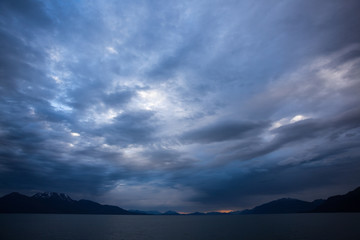 Fototapeta premium sunset over alaska inside passage