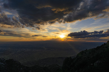 sunset in the sandia mountains