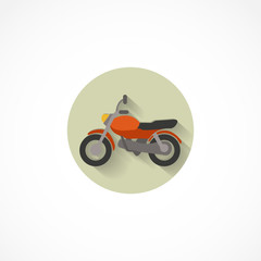motorcycle colorful flat icon with shadow. transport flat icon