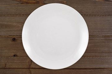Round White Plate Mockup on Rustic Weathered Table