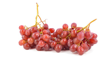 fresh red grapes isolated on white background.