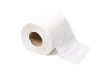 Roll of toilet paper or tissue isolated on white background