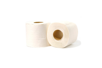 Roll of toilet paper or tissue isolated on white background