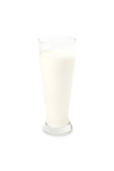 milk in the glass on a white background