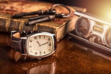 watch with leather strap