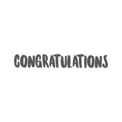 Congratulations text, hand drawn style lettering message.