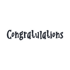 Congratulations text, hand drawn style lettering message.