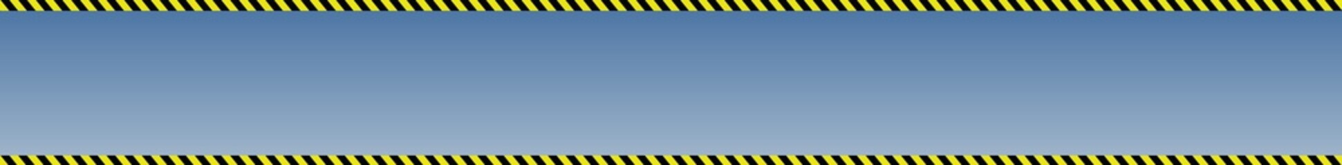 blue banner background with borders from building signal tape black and yellow