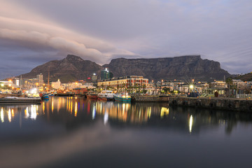 View of table mountain from waterfront in Cape Town