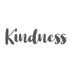 Kindness text, hand drawn style lettering message.