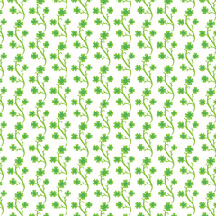 Abstract green color clover leaves floral seamless pattern vector on white background for tile, wall design.