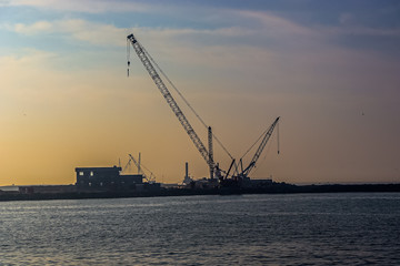 Fototapeta premium cranes in port