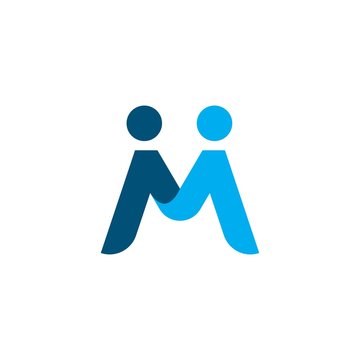 M Letter people concept  Logo Template Vector