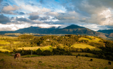 Boyaca mountains with the sun going down.