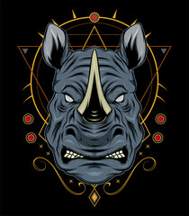 rhino logo design mascot with modern illustration concept style for badge, emblem and t shirt printing. angry rhinos illustration. © AGORA