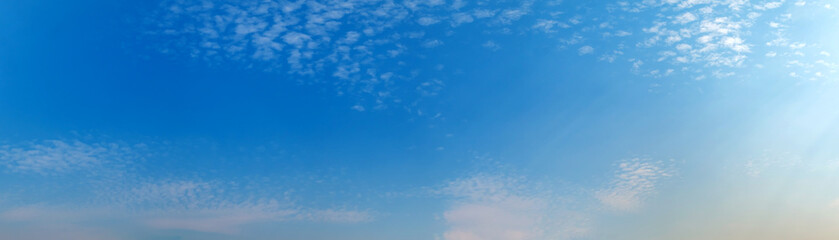 Fototapeta na wymiar Panorama sky with beautiful cloud on a sunny day. Panoramic high resolution image.