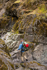 Naklejka na ściany i meble hiker in the mountains in Mt. Rainier National park
