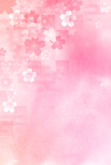 桜　和紙　水彩　背景