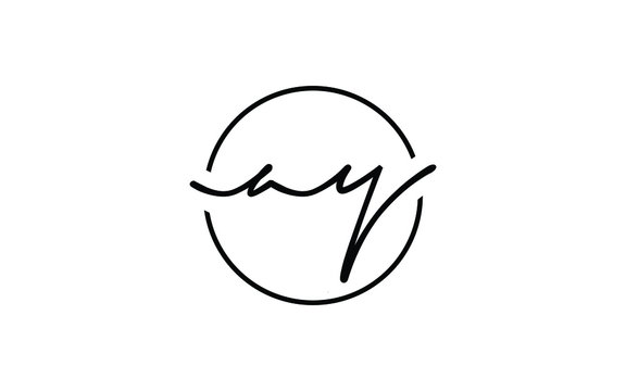 ay or ya and a, y Lowercase Cursive Letter Initial Logo Design, Vector Template