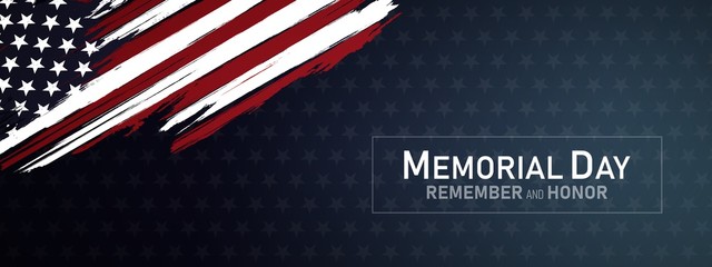 memorial day in the united states - remember and honor banner background vector illustration - obrazy, fototapety, plakaty