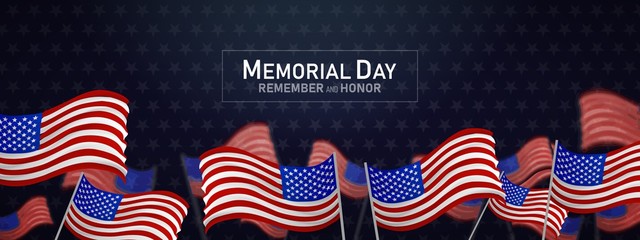 memorial day in the united states - remember and honor banner background vector illustration - obrazy, fototapety, plakaty