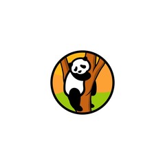 Panda Bear Silhouette Logo Design Vector Template