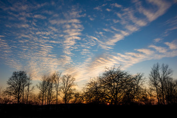 Stratocumulus clouds at sunset, beautiful cloudscape
