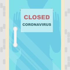 Door closed with the text closed coronavirus on it