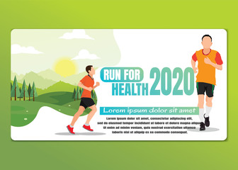 Running men and women sports background, Running vector illustration.	
