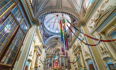 Fototapeta premium Colorful Basilica Altar Ceiling Church of Immaculate Concepcton Puebla Mexico