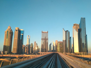 Fototapeta na wymiar Metro road to the center of Dubai