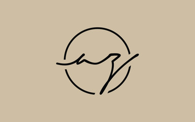 az or za and a, z Lowercase Cursive Letter Initial Logo Design, Vector Template