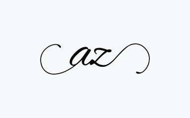 az or za and a, z Lowercase Cursive Letter Initial Logo Design, Vector Template