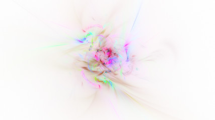 Abstract colorful purple and green glowing shapes. Fantasy light background. Digital fractal art. 3d rendering.