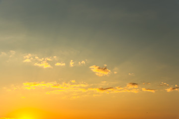  Sun and clouds with orange sky