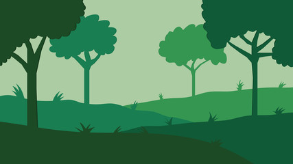 Vector illustration of a forest scene.