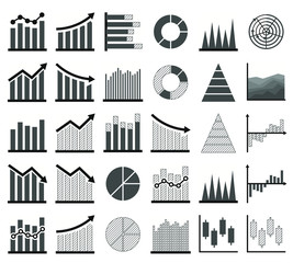 Set of chart for report icon. 640x640 pixels, Line success graph icons vector illustrator
