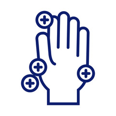 hand washing with covid19 particles line style icon