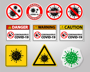 Warning sign,caution outbreak coronavirus covid 19