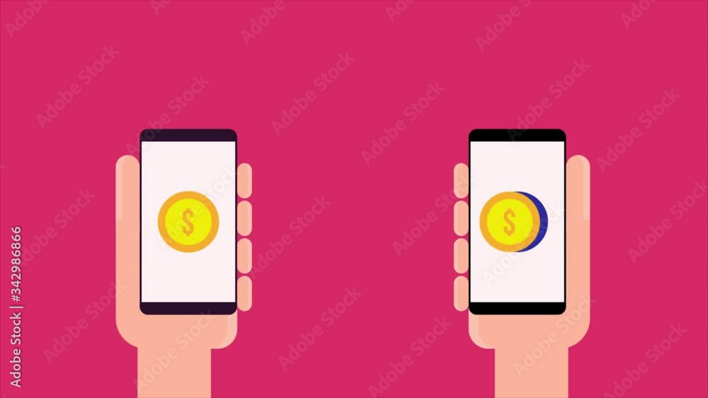Poster online mobile transaction, sending money using smartphone, digital payment application concept. 2d a