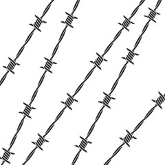 Barbed wire. Vector background. Isolated barbed wire on white background