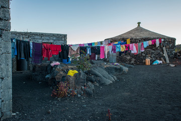 Obraz premium laundry colorful in blak lava