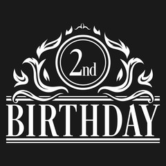 Luxury 2nd Birthday Logo illustration vector