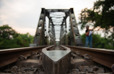 Fototapeta na wymiar railway bridge over the river 