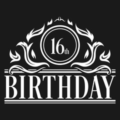 Luxury 16th Birthday Logo illustration vector