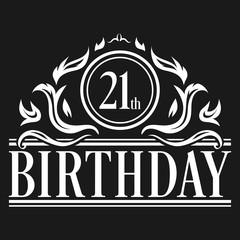 Luxury 21th Birthday Logo illustration vector